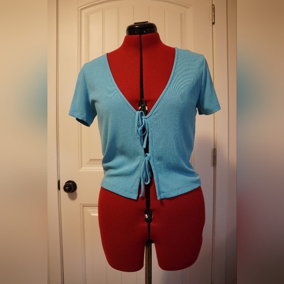 Bright blue Wilfred tie-up tee - Picture 1 of 4